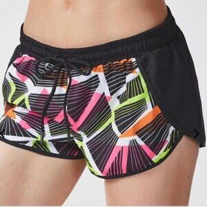 Fabletics Shorts Women Medium Carrie Running Black‎ Multi Geometric Athleisure